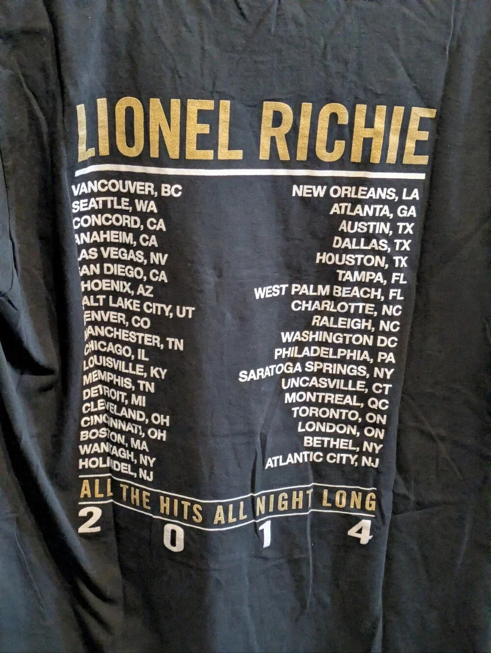 3 Lionel Richie All The Hits All Night Long 2014 Tour Tee L